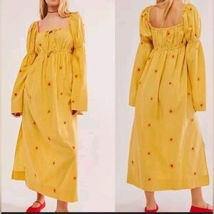 Free People Emory Embroidered Midi Dress!